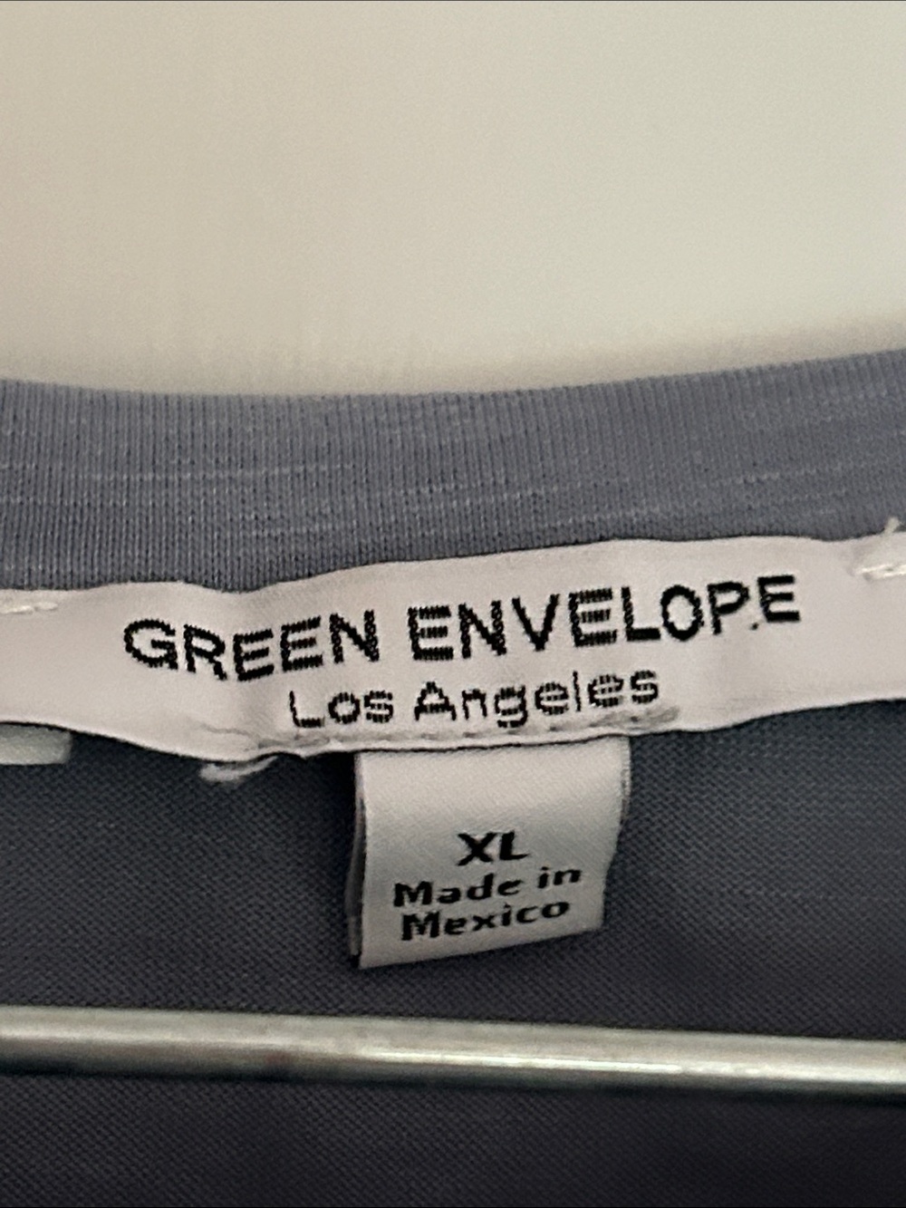 Green Envelope Short Sleeve Crew Neck Top in Dusty Blue - Picture 4 of 4